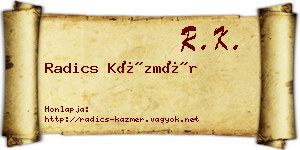 Radics Kázmér névjegykártya